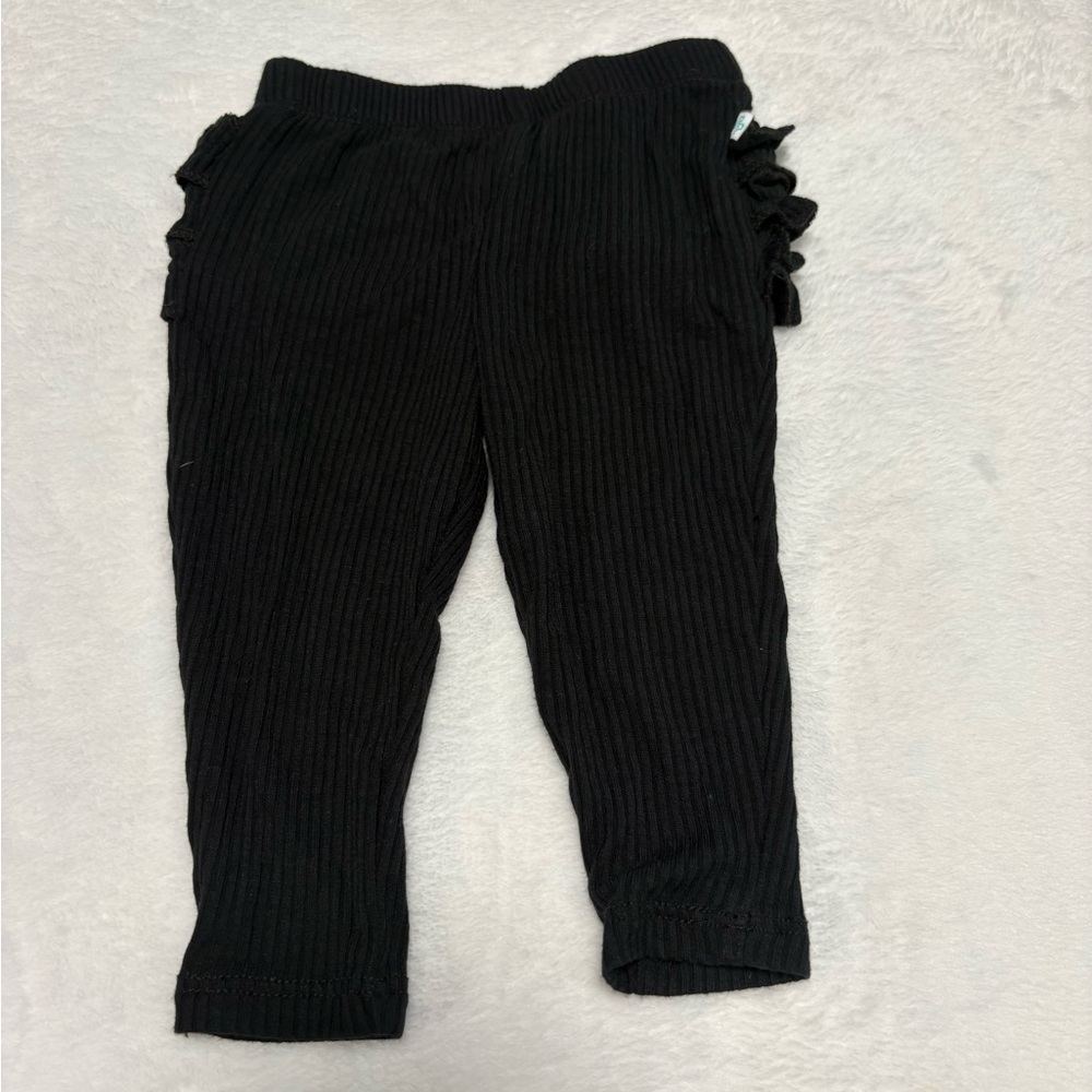 Posh Peanut Black Ruffle Butt Leggings 0-3M Ribbed VGUC